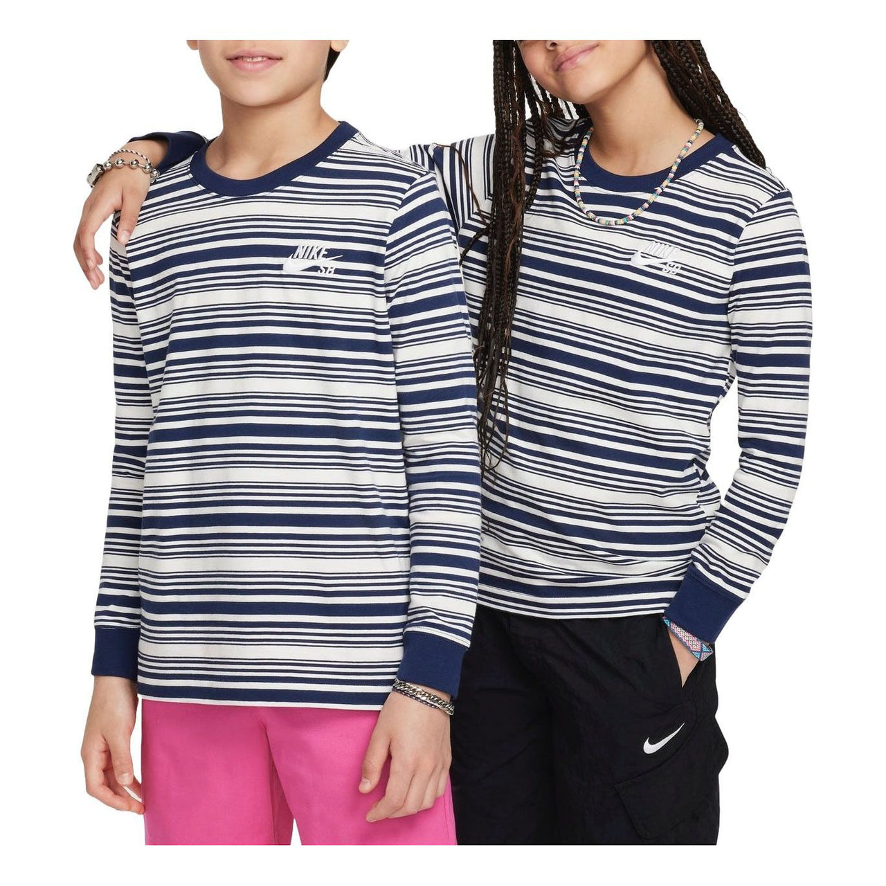 (GS) Nike SB Long Sleeve Skate T-Shirt 'Sail Navy' FZ4943-133