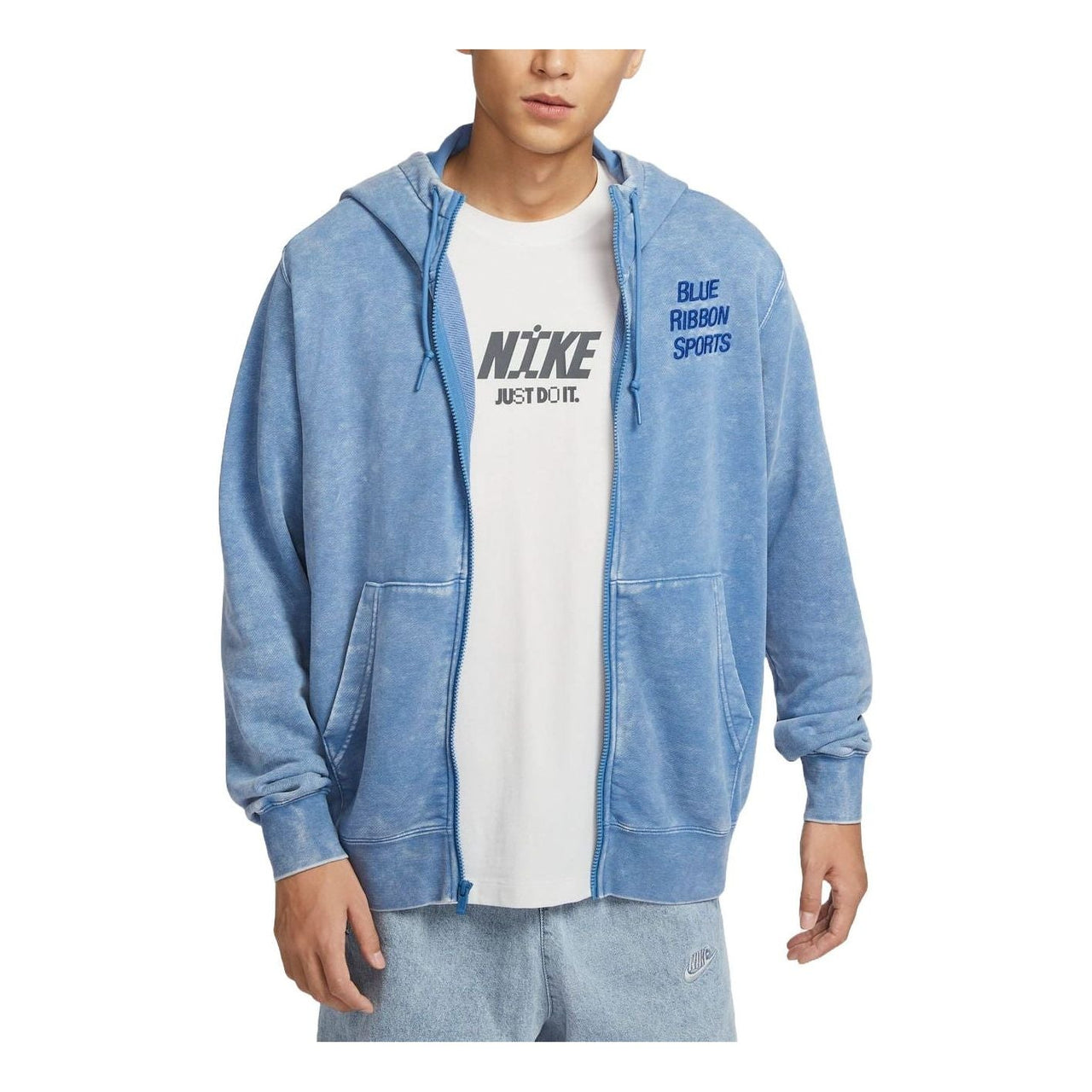 Nike Club Full Zip Hooded Jacket Asia Sizing 'Washed Blue' HQ6040-486