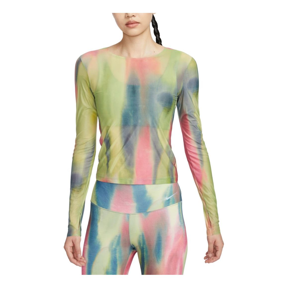(WMNS) Nike Artist Collection Dri-FIT Long Sleeve Sheer Printed T-shirt Asia Sizing 'Aster Pink Black' HF6737-629