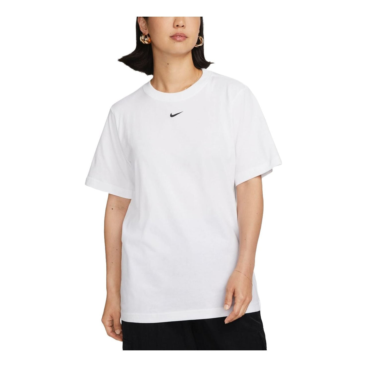 (WMNS) Nike Sportswear Small Swoosh T-shirt Asia Sizing 'White' FD4150-100