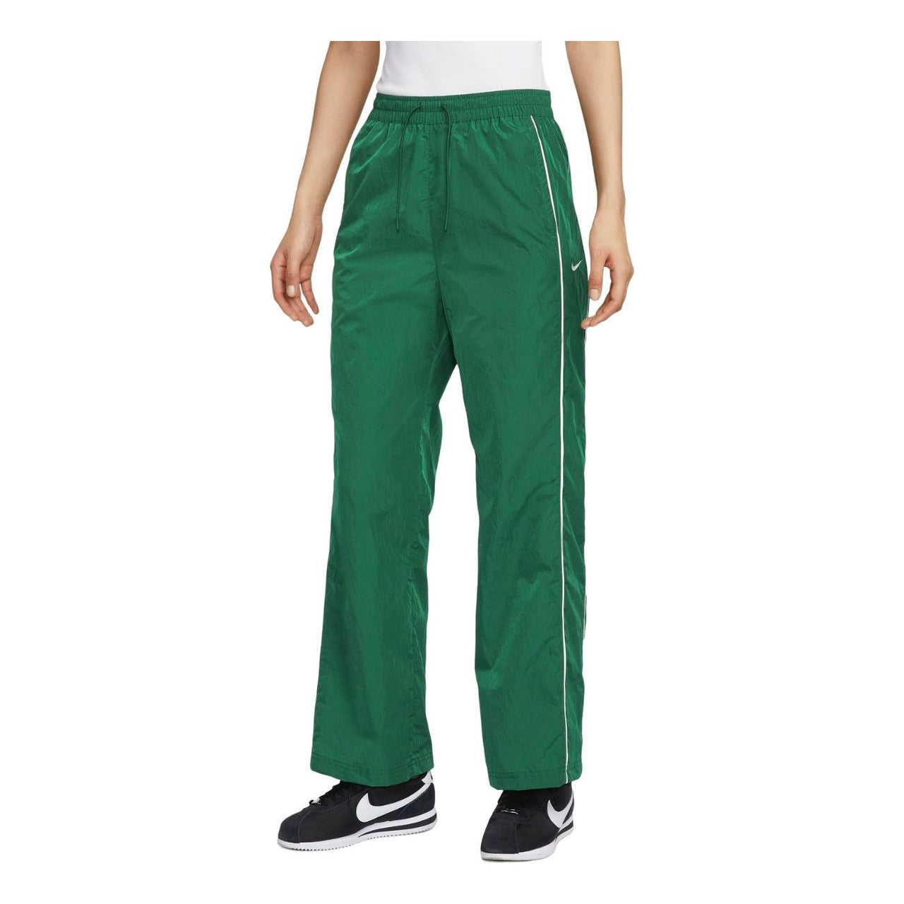 (WMNS) Nike Windrunner High-Waisted Woven Open-Hem Pants Asia Sizing 'Gorge Green' FV7656-300