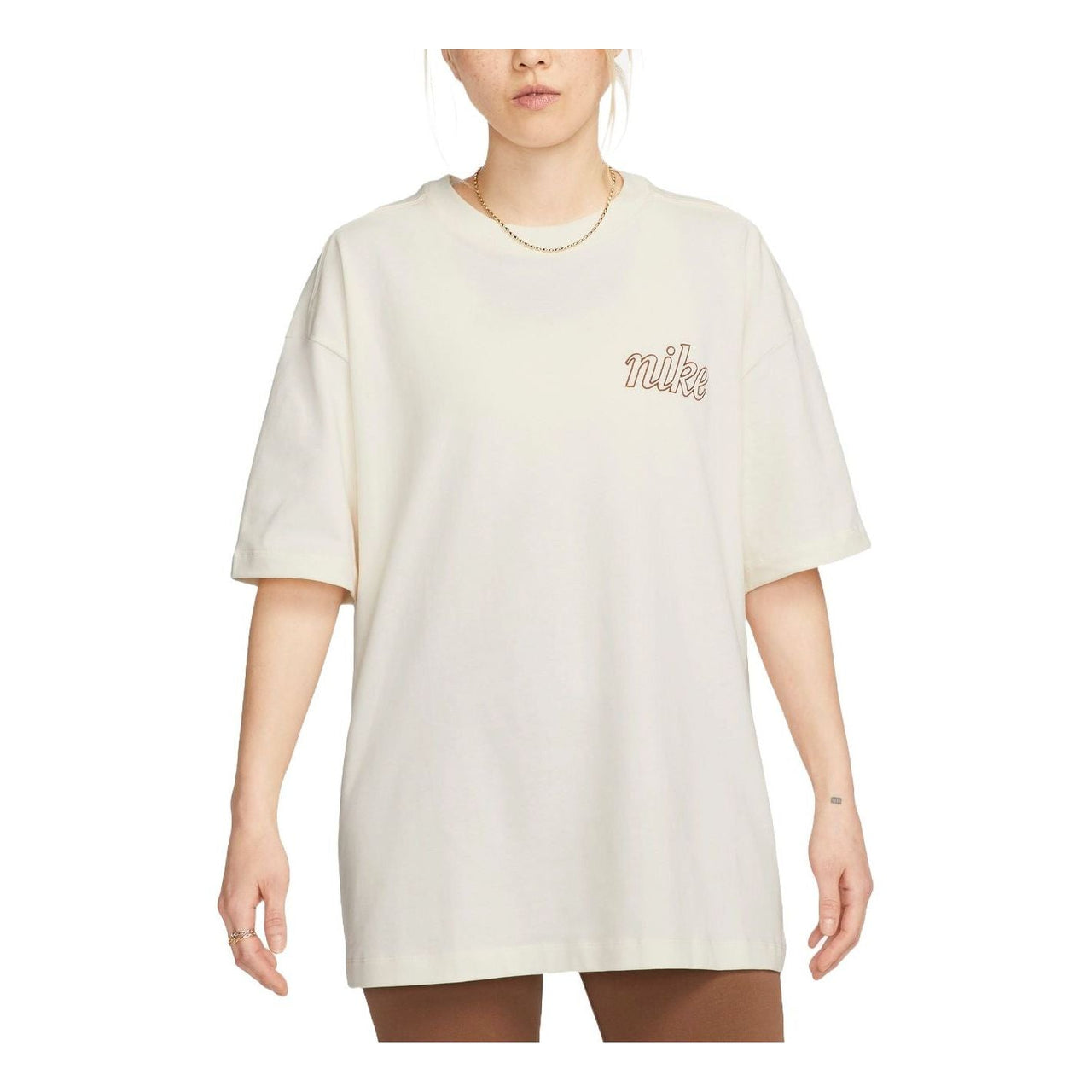 (WMNS) Nike Sportswear Bear Graphic Oversized T-shirt Asia Sizing 'Pale Ivory' FQ6010-110
