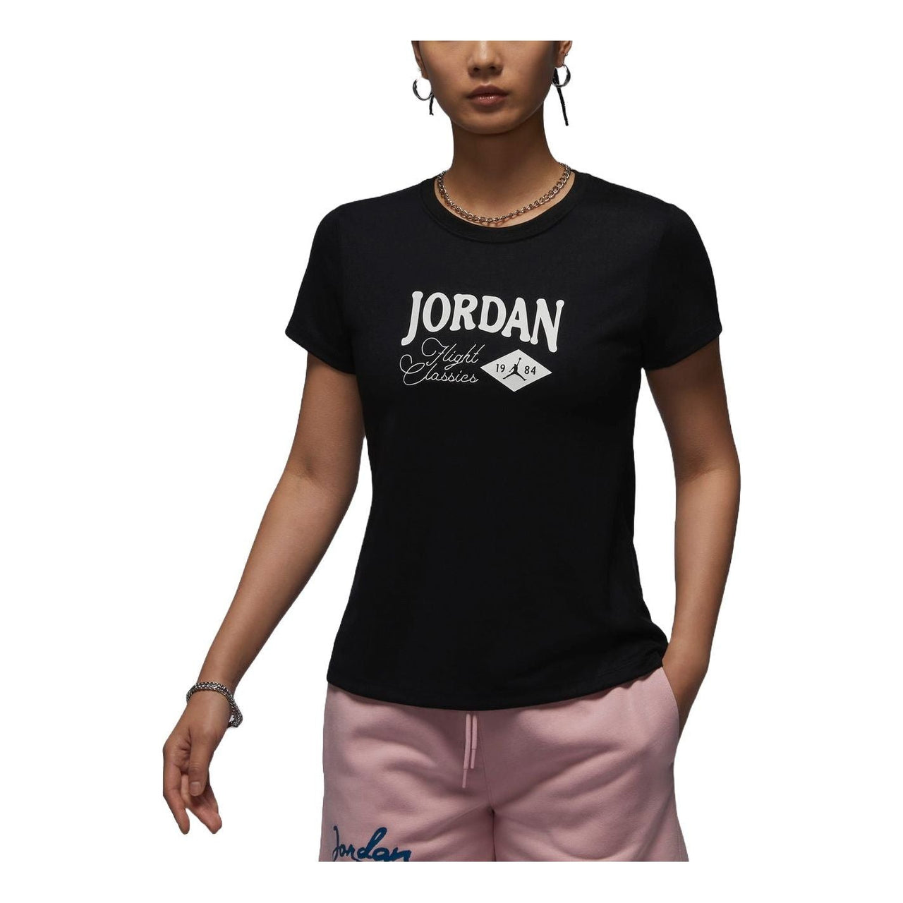 (WMNS) Air Jordan Graphic Slim T-Shirt Asia Sizing 'Black' FN5724-010