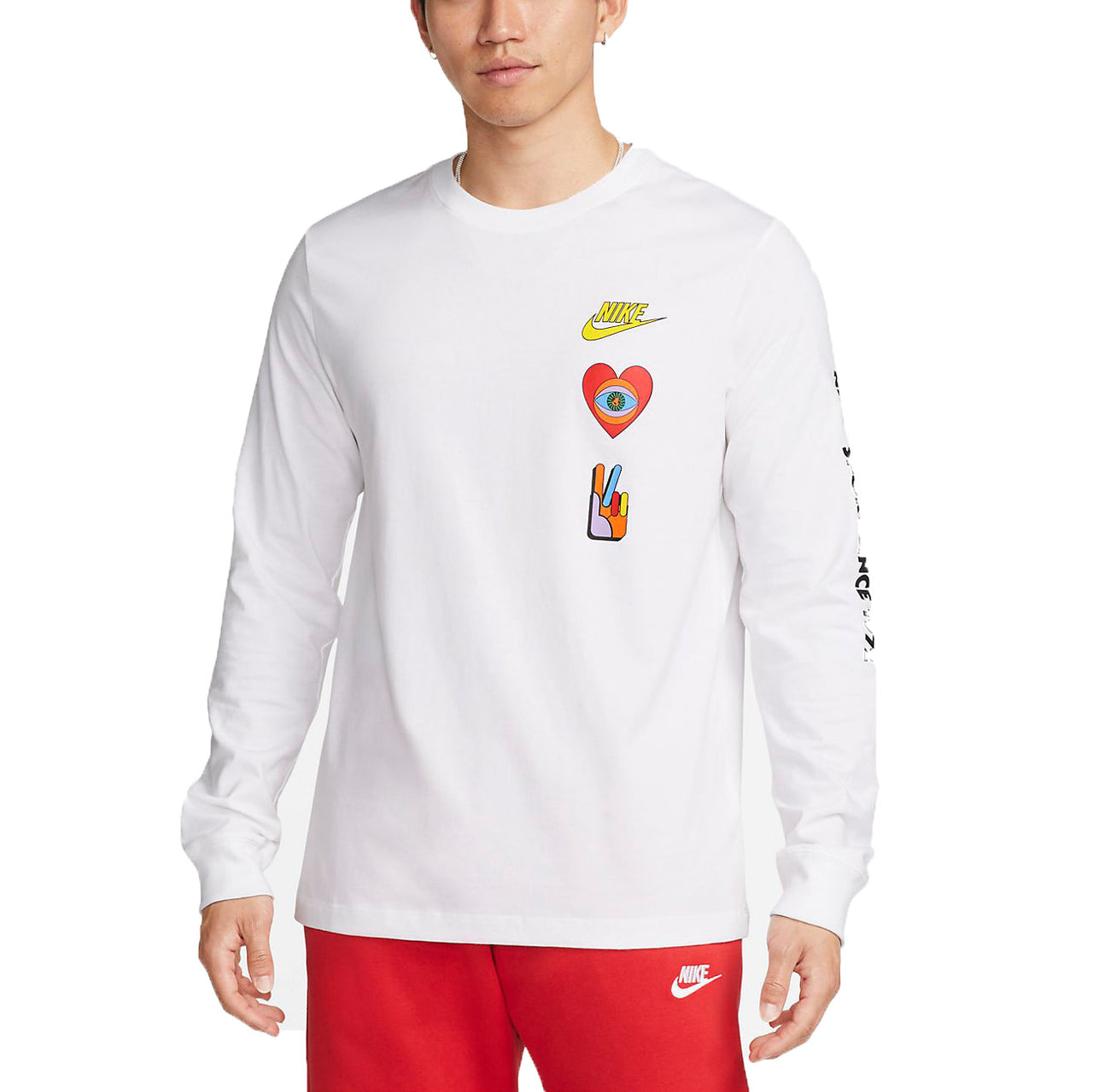 Nike Sportswear Long-Sleeved T-Shirt Asia Sizing 'White' DX1054-100