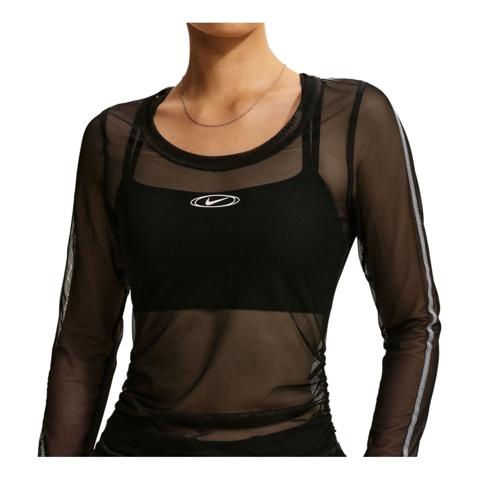 (WMNS) Nike Slim Long-Sleeve Sheer T-Shirt 'Black' IM8406-010