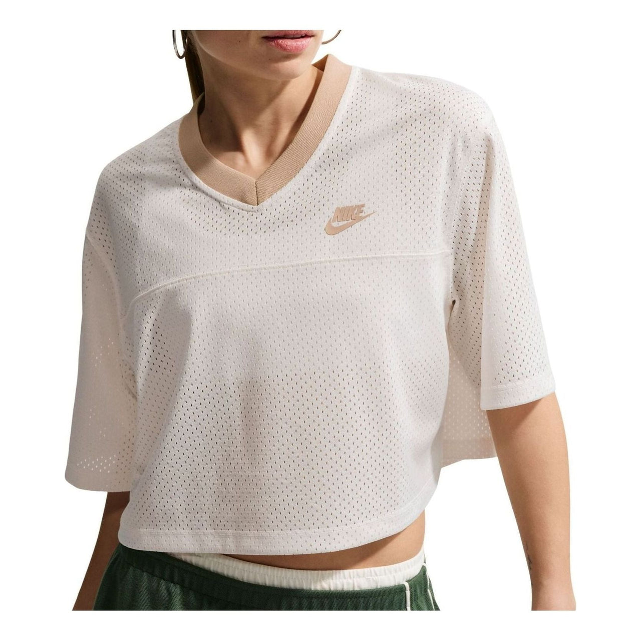(WMNS) Nike NSW Heritage Festival Crop Mesh Jersey 'Sail Linen' IR1650-133
