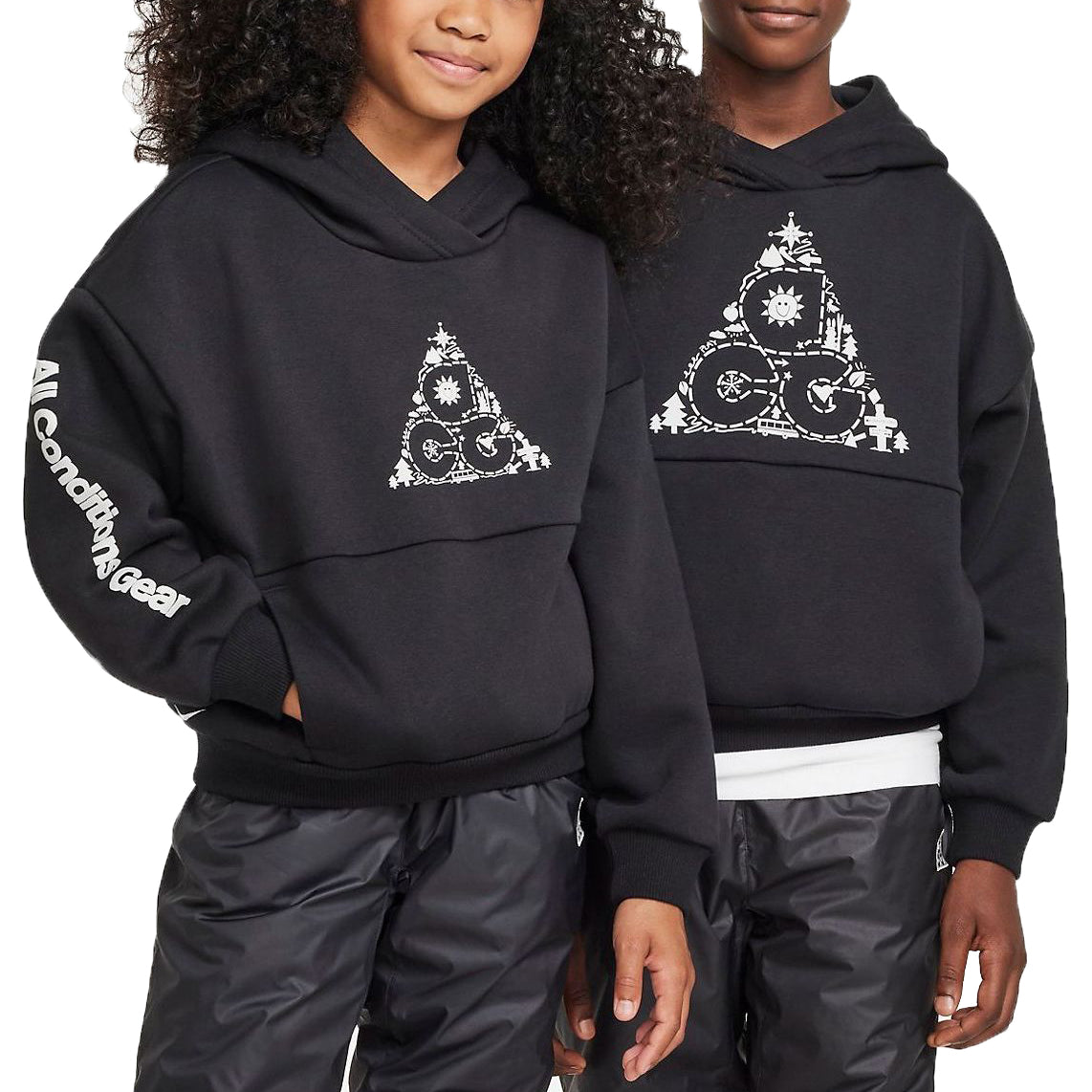 (GS) Nike ACG Icon Fleece Oversized Hoodie 'Black Photon Dust' DR5485-010