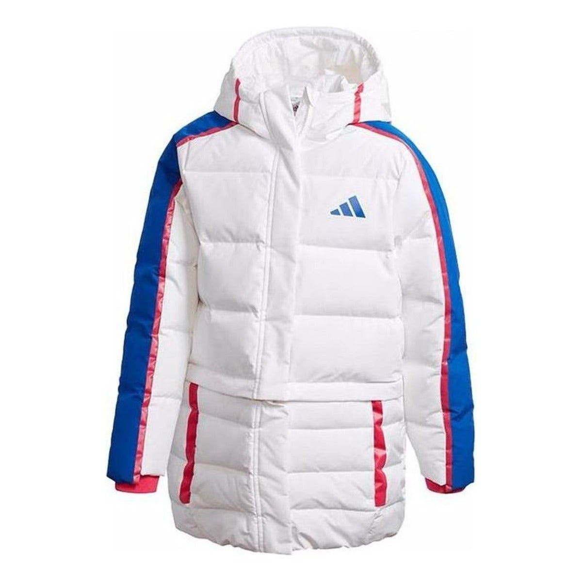 (GS) adidas Sportswear Fit Outdoor Hooded Puffer Jacket Asia Sizing 'White Blue' GG3702