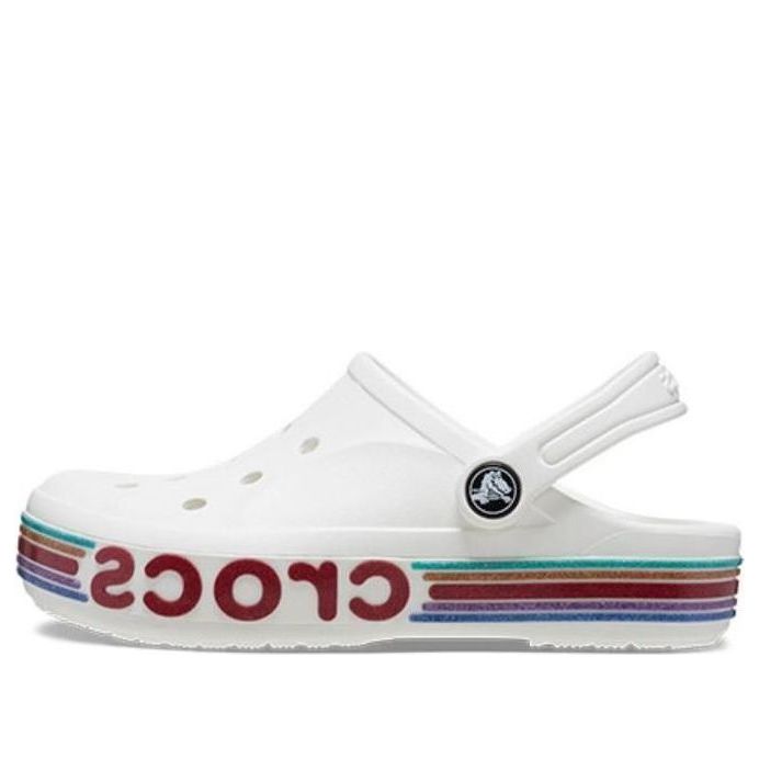 (GS) Crocs Bayaband Rainbow Glitter Clogs 'White Red' 209731-100