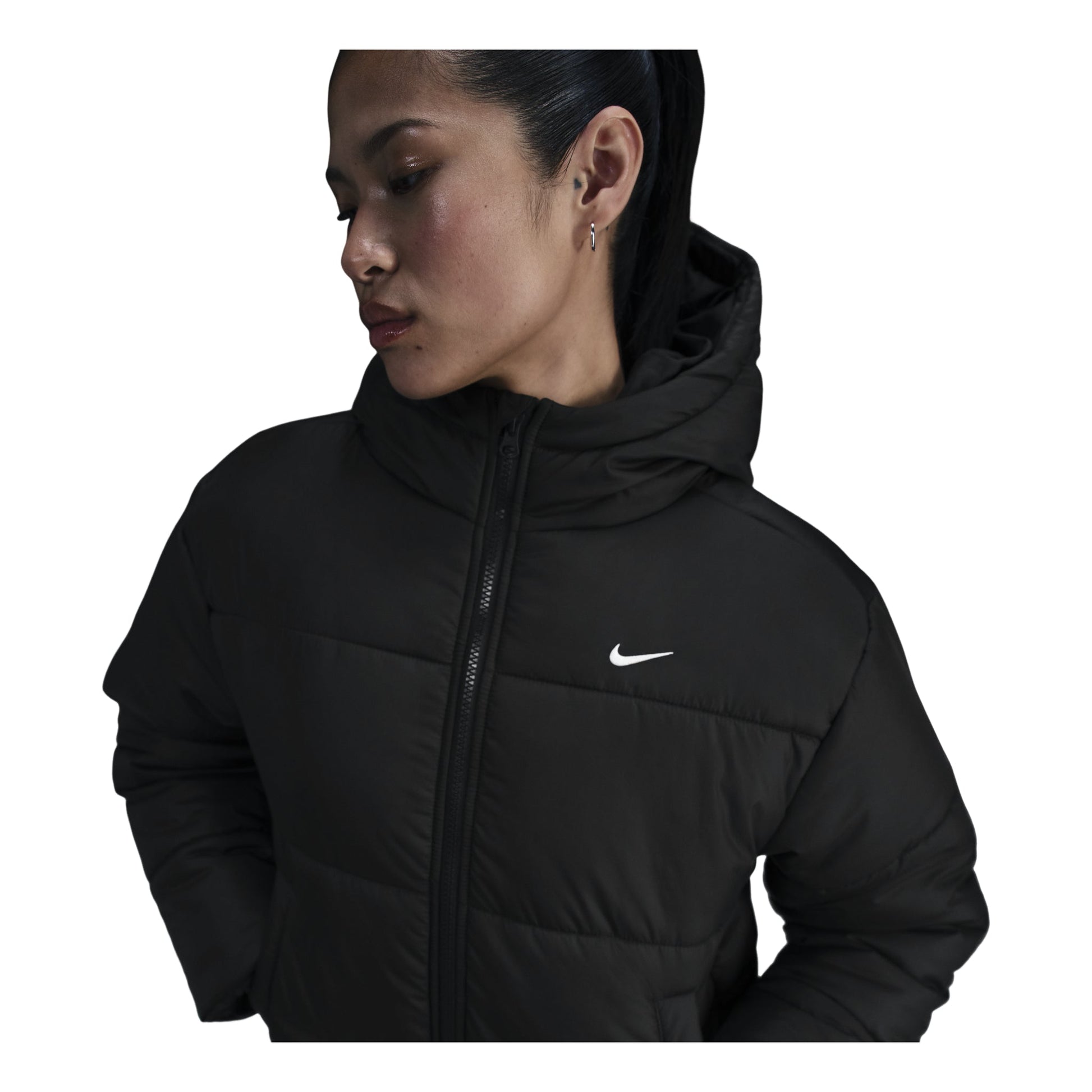 (WMNS) Nike Sportswear Classic Puffer Therma-Fit Loose Hooded Jacket Asia Sizing 'Black White' FZ5900-010