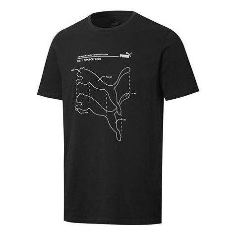 PUMA logo Printing Round Neck Short Sleeve Black 587581-01