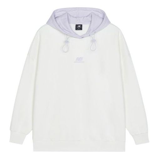 (WMNS) New Balance Logo Fleece Hoodie 'White Lilac' AWT13346-AS8