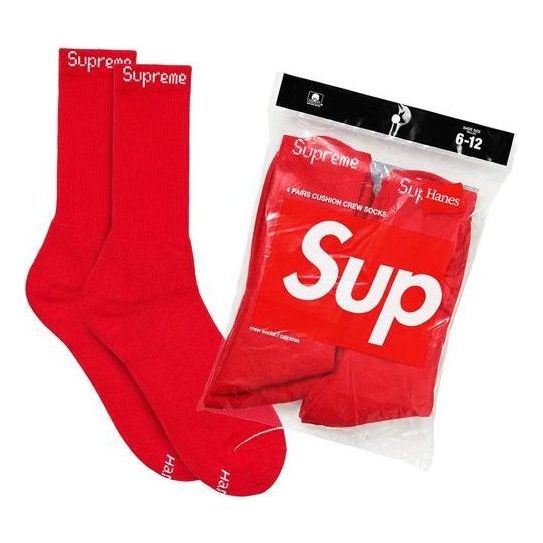 Supreme x Hanes Crew Socks (4 Pack) 'Red' SUP-FW19-004