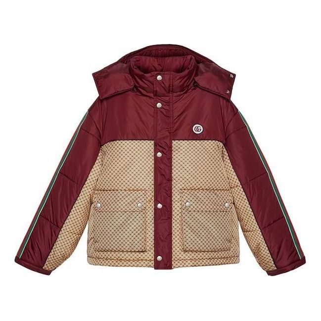 (WMNS) Gucci GG Parachute Nylon Padded Jacket 'Beige Burgundy' 663279-ZAHB8-6705