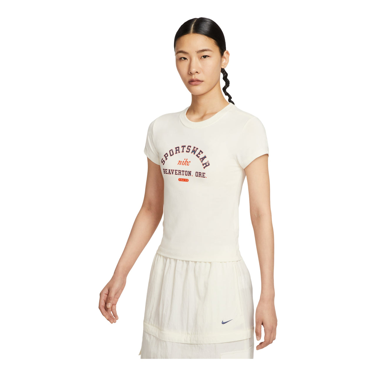 (WMNS) Nike Sportswear Phoenix Slim Short Sleeve T-Shirt 'Pale Ivory' HV4975-110