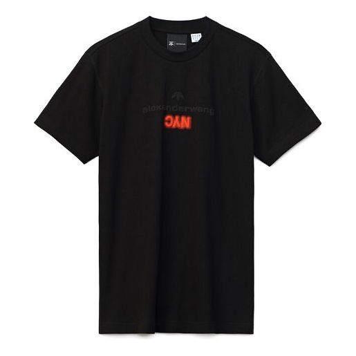 adidas Alexander wang NewYork Printing Pattern Short Sleeve Couple Style Black FI6953