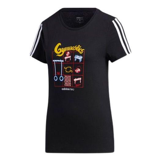 (WMNS) adidas neo Graphic T-shirt 'Black' GK1567