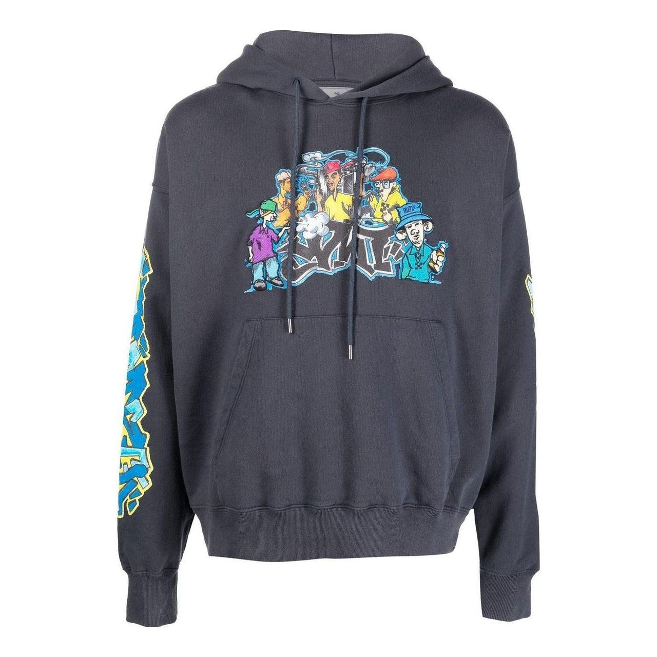 Off-White Graffiti-Print Cotton Hoodie OMBB085F22FLE0144684