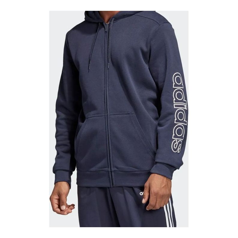 Men's adidas Sports Stylish Hooded Knit Jacket Blue DQ3117