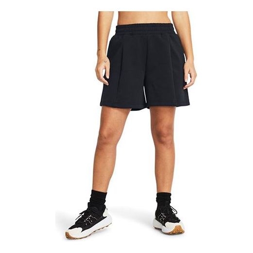 (WMNS) Under Armour Unstoppable Fleece Pleated Shorts 'Black' 1382764-001