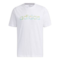 adidas neo Tie Dye Logo Printing Sports Round Neck Short Sleeve White GP4876