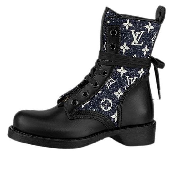 (WMNS) LOUIS VUITTON LV Metropolis Flat Ranger Boots 'Black with Denim Monogram' 1A9RPZ