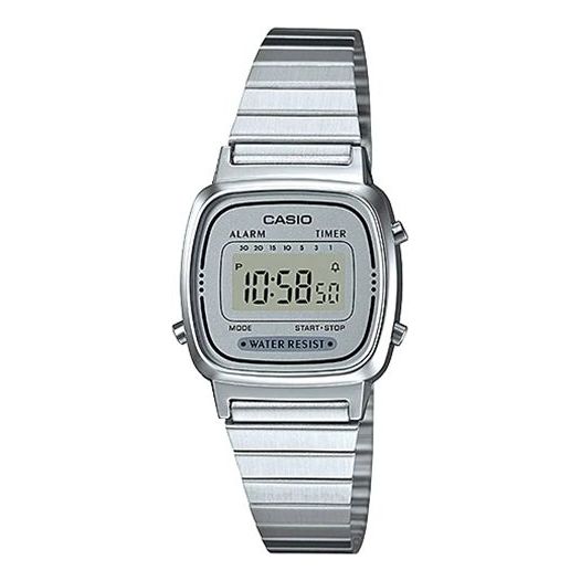 CASIO STANDARD Vintage Dial Steel Link Band Quartz Waterproof Silver Digital LA670WA-7D