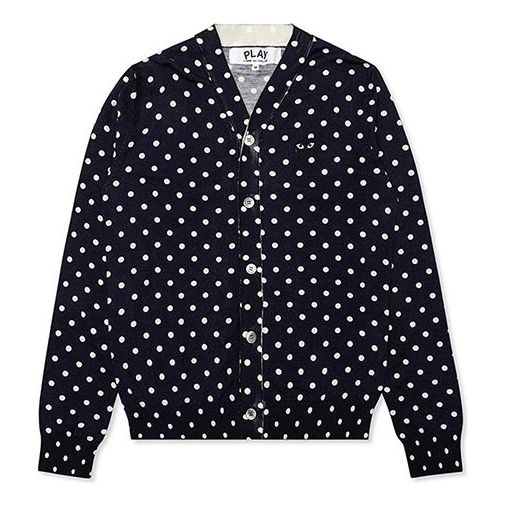 COMME des GARCONS PLAY Polka Dot Cardigan Black Emblem 'Navy' AZ-N038-051-2