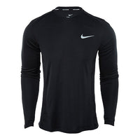 Men's Nike Casual Sports Logo Solid Color Quick Dry Long Sleeves Black T-Shirt 833593-010
