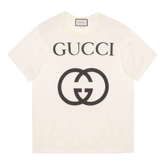 (WMNS) Gucci Interlock Double G Printing Short Sleeve White 539081-X3Q35-7561