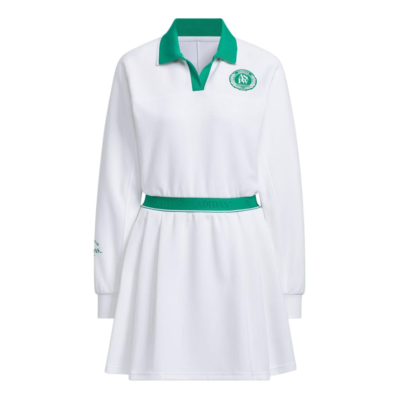 (WMNS) adidas Verbiage Long Sleeve Polo Dress Asia Sizing 'White Green' JE3623