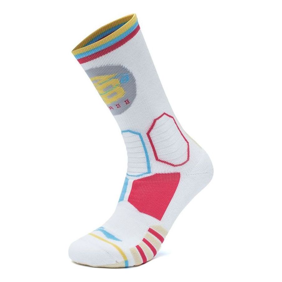 Li-Ning BadFive Basketball Mid Cut Socks 'White Multi' AWLT053-8