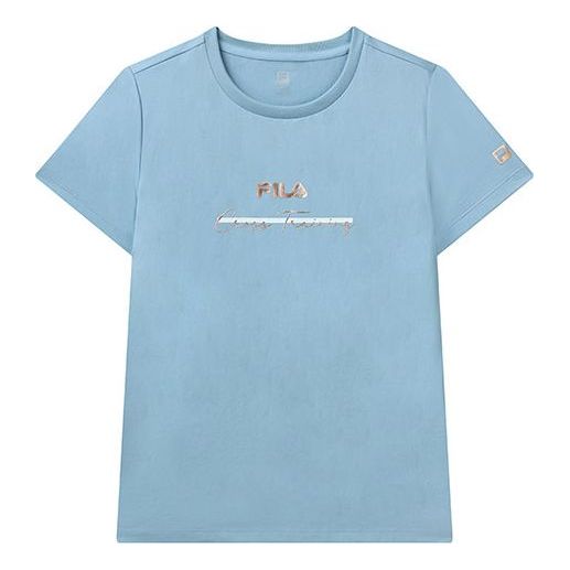 (WMNS) FILA Athletics Logo Printing Tee Blue A11W121104F-BU