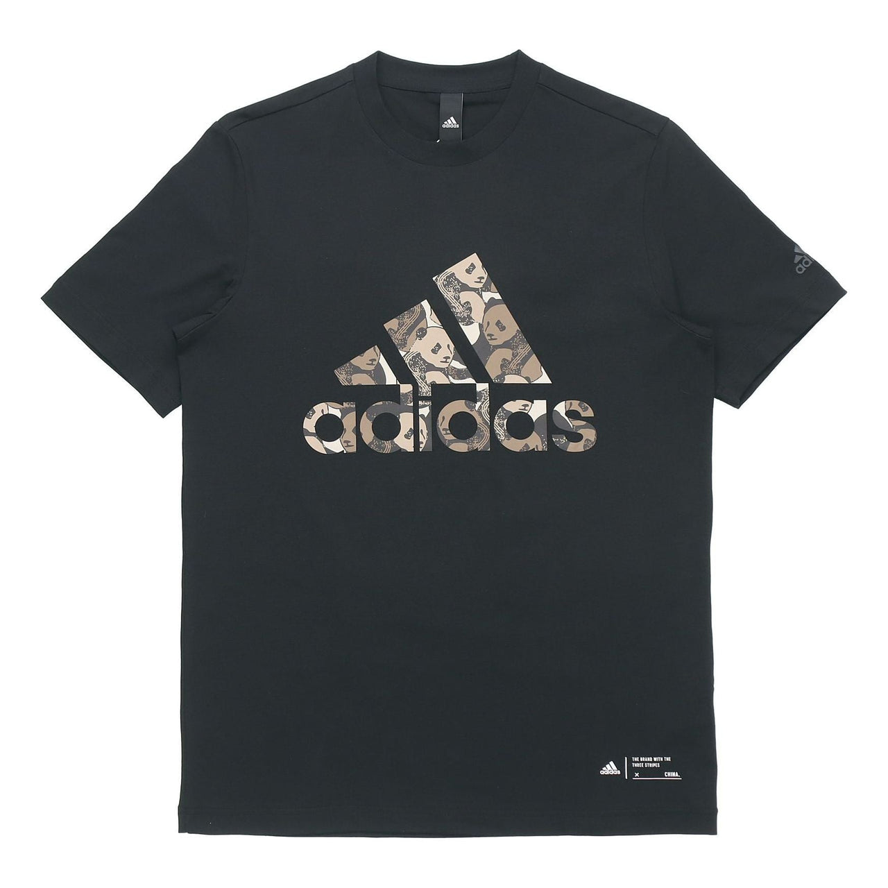 adidas China Tee M Panda Crew Neck Sports Short Sleeve Black GP1850