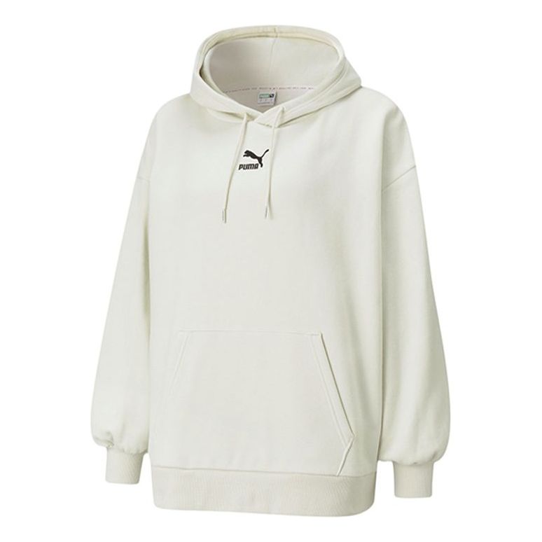 (WMNS) PUMA Classics Oversized logo Printing Plus Fleece Keep Warm Hoodie Grey 530280-05