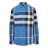 Burberry SS21 SOMERTON Maxse Long Sleeve Shirt Male Blue 80386561