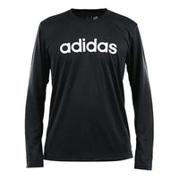 adidas M Logo Ls T Logo Printing Sports Round Neck Long Sleeves Black DH3986