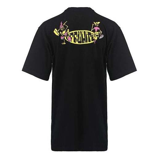 Men's Off-White SS22 Alphabet Cartoon Pattern Printing Short Sleeve Version Black OMAA125S22JER0071018