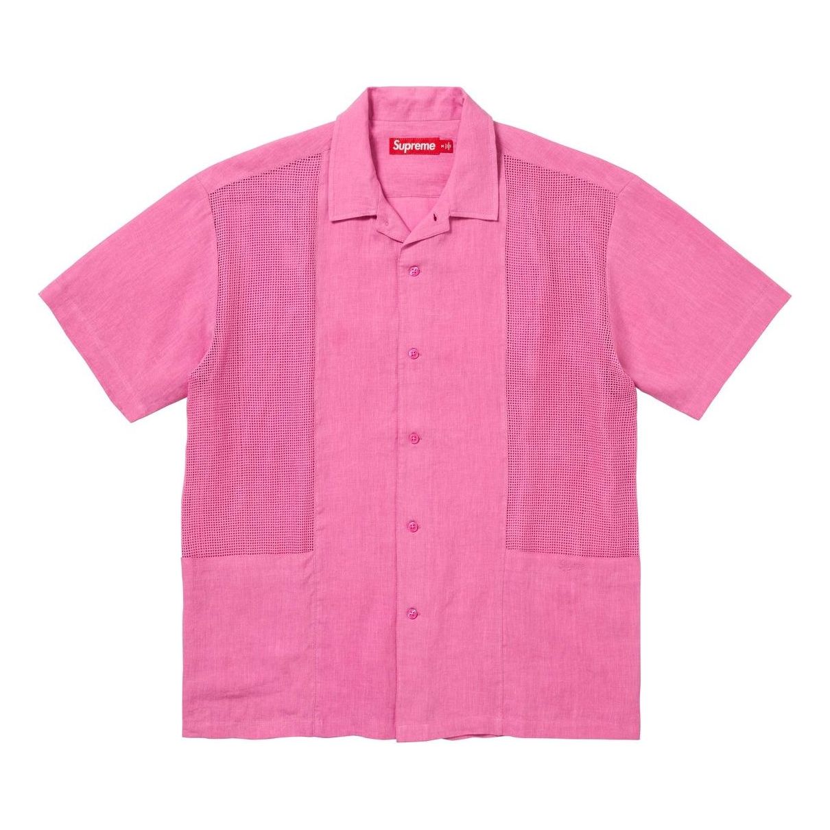 Supreme Mesh Panel Linen Shirt 'Pink' SUP-SS24-290