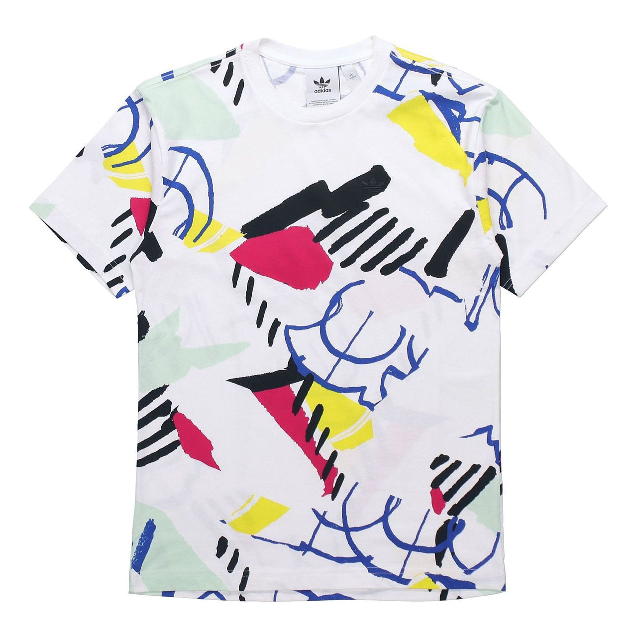 adidas originals Cozy Sports Printing Round Neck Short Sleeve White FM1550
