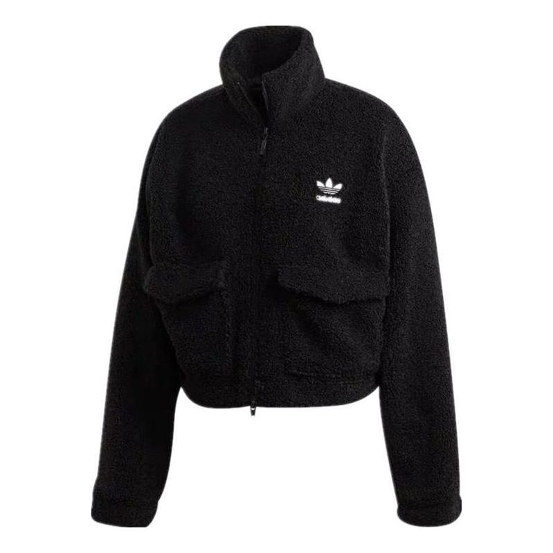 (WMNS) adidas Teddy Jacket Asia Sizing 'Black Grey' FU1729