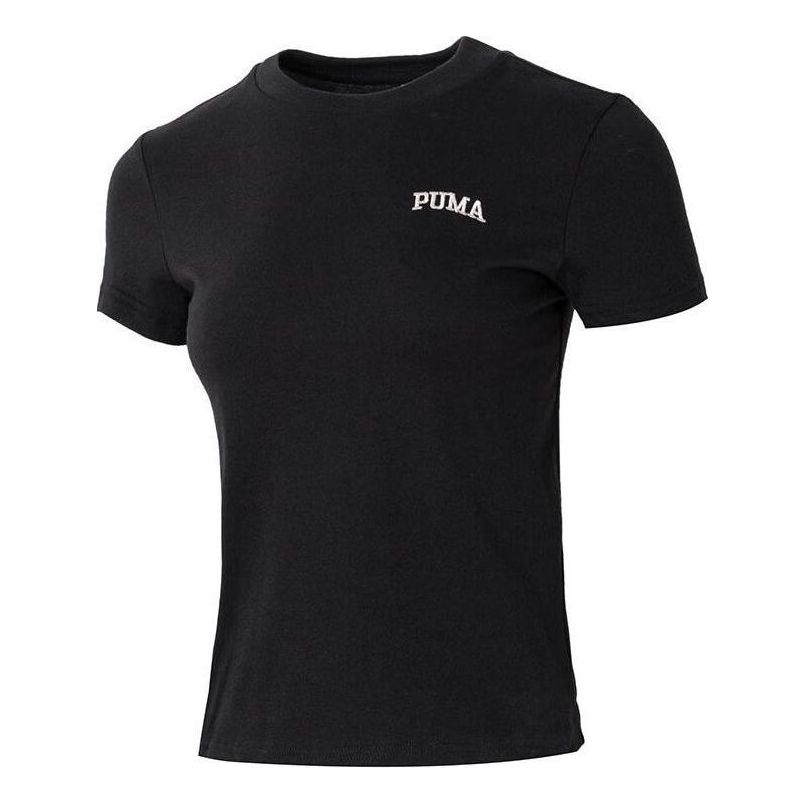 (WMNS) PUMA Wordmark Logo T-shirt Small Fit 'Black' 630356-01