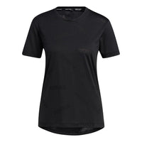 (WMNS) adidas Aeroknit Tee Solid Color Round Neck Sports Short Sleeve Black T-Shirt GQ9428