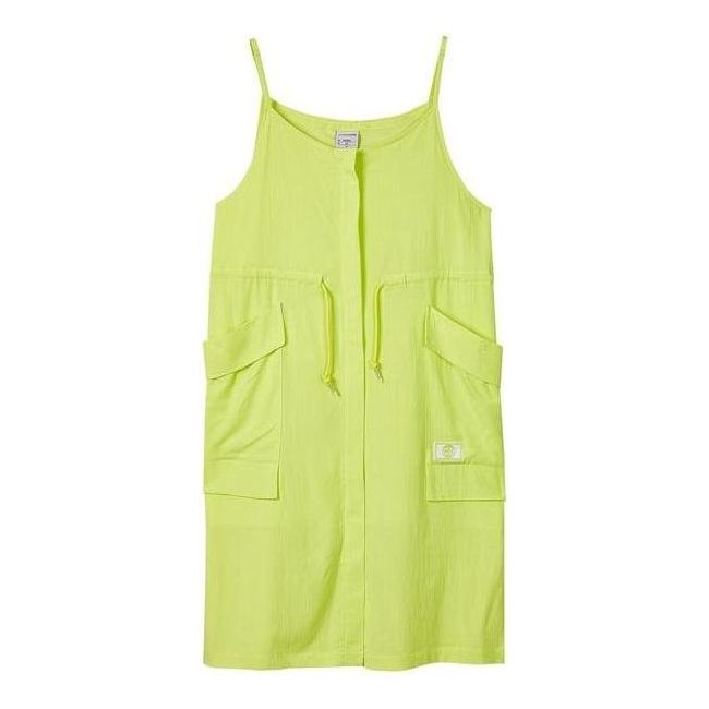 (WMNS) Skechers Solid Color Drawstring Waist Design Loose Sleeveless Dress 'Green' L221W154