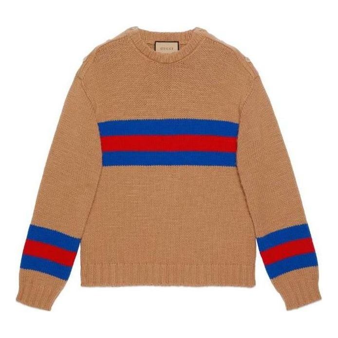 Gucci Wool Mohair Sweater With Web Intarsia 'Camel' 750841-XKDF2-2032