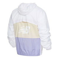 New Balance Logo Printing Colorblock Hooded Jacket Couple Style White 5AC19013-WT