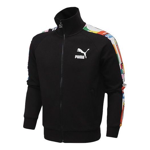 PUMA T7 Casual Sports Slim Fit Stand Collar Jacket Black 531290-01