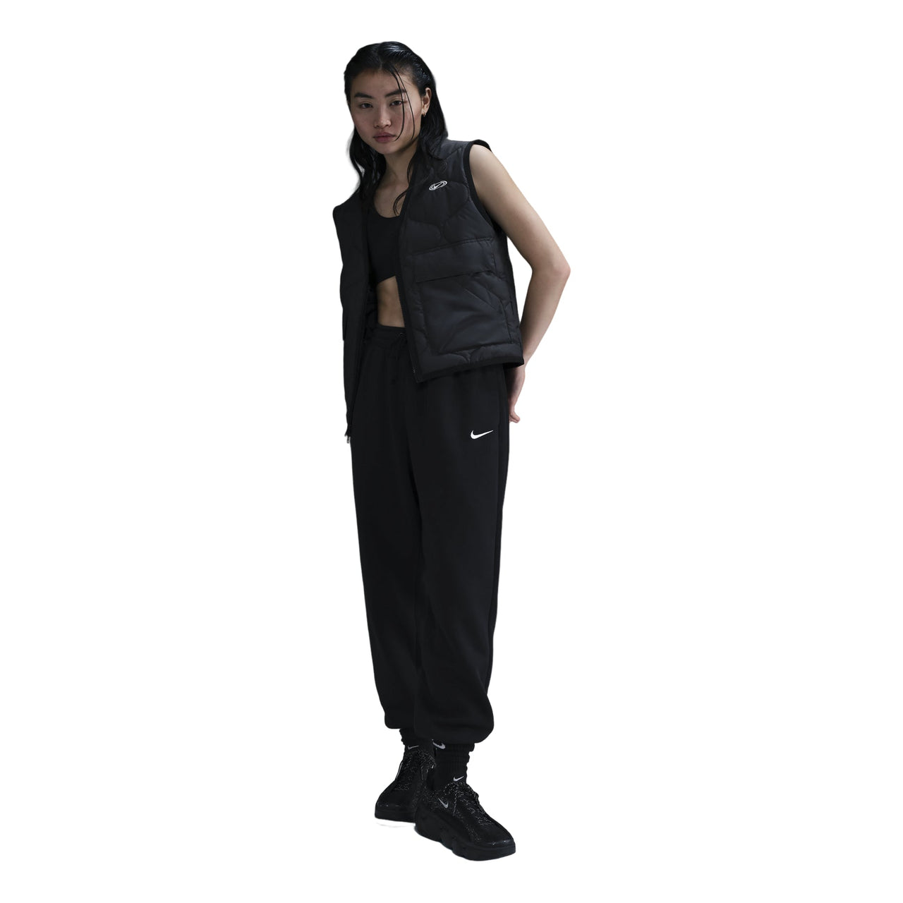 (WMNS) Nike Sportswear Phoenix Fleece High Waisted Oversized Sweatpants Asia Sizing 'Black' FZ5997-010