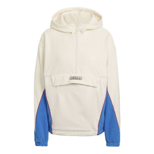 (WMNS) adidas Originals Retro Luxury Fleece Hoodie 'Off-white Red Blue' HL0053