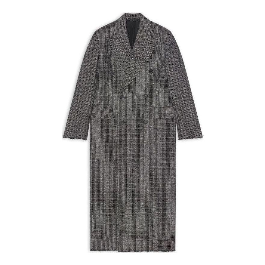 Balenciaga Double Breasted Check Coat 'Black Grey' 704488TMU021070